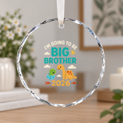 Future Big Brother Pregnancy Announcement Ceramic Ornament - Material: Circle Glass Ornament