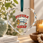 Future Chef Kids Cooking Gift Kitchen Career Decoration Glass Ornament - Material: Heart Glass Ornament