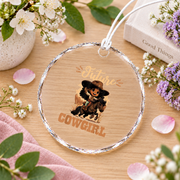 Future Cowgirl African American Rodeo Glass Ornament - Material: Circle Glass Ornament