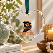 Future Cowgirl African American Rodeo Glass Ornament - Material: Heart Glass Ornament