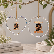 Future Cowgirl African American Rodeo Glass Ornament - Material: Heart Glass Ornament