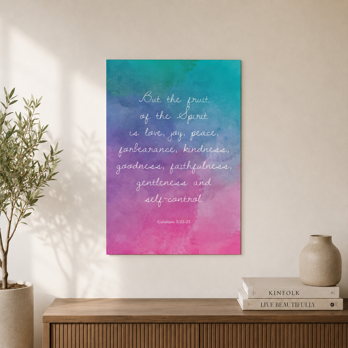 Galatians 5:22-23, Fruit Of The Spirit Bible Verse Poster Wall Art, Modern Wall Decor For Living Room Bedroom, 16x24 UNFRAMED - Format: Unframed Paper Poster