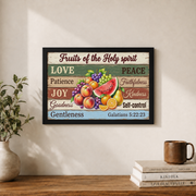 Galatians 5:22-23 Fruit Of The Spirit Christian Wall Art, Farmhouse Fruit Poster - Format: Black Framed Poster