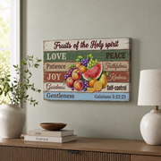 Galatians 5:22-23 Fruit Of The Spirit Christian Wall Art, Farmhouse Fruit Poster - Format: Stretched Canvas