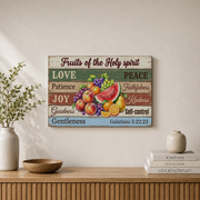 Galatians 5:22-23 Fruit Of The Spirit Christian Wall Art, Farmhouse Fruit Poster - Format: Stretched Canvas