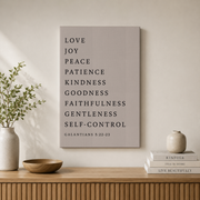 Galatians 5:22-23, Fruit Of The Spirit Wall Art, Christian Wall Print, Bible Verse Wall Art, Scripture Poster, Christian, Faith Wall Art, Modern Wall Decor, 16x24 UNFRAMED - Format: Stretched Canvas
