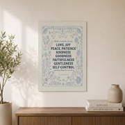 Galatians 5:22 Fruit Of The Spirit Christian Wall Art, Scandinavian Folk Poster - Format: Unframed Paper Poster