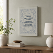 Galatians 5:22 Love Joy Peace Christian Wall Art, Folk Scripture Poster - Format: Stretched Canvas