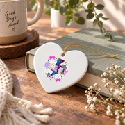 Game Day Volleyball Preppy Graphic Design Glass Ornament - Material: Heart Ceramic Ornament