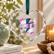 Game Day Volleyball Preppy Graphic Design Glass Ornament - Material: Heart Glass Ornament