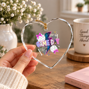 Game Day Volleyball Preppy Graphic Design Glass Ornament - Material: Heart Glass Ornament