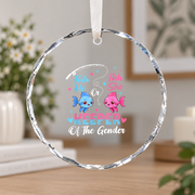 Gender Reveal Fish Baby Shower Keepsake Ceramic Ornament - Material: Circle Glass Ornament