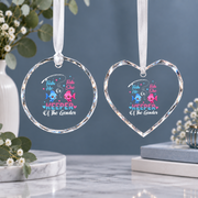 Gender Reveal Fish Baby Shower Keepsake Ceramic Ornament - Material: Heart Glass Ornament