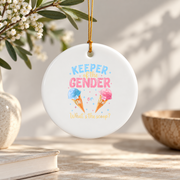 Gender Reveal Ice Cream Theme Baby Shower Ceramic Ornament - Material: Circle Ceramic Ornament
