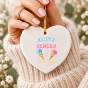 Gender Reveal Ice Cream Theme Baby Shower Ceramic Ornament - Material: Heart Ceramic Ornament