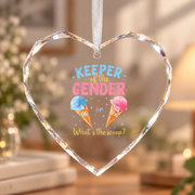 Gender Reveal Ice Cream Theme Baby Shower Ceramic Ornament - Material: Heart Glass Ornament