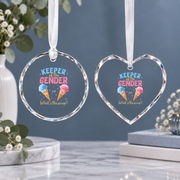 Gender Reveal Ice Cream Theme Baby Shower Ceramic Ornament - Material: Heart Glass Ornament