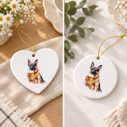 German Shepherd Beer Lover Dad Gift Glass Ornament - Material: Heart Ceramic Ornament
