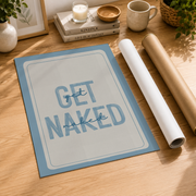 Get Naked Bathroom Wall Art Light Blue Nautical Poster Funny Typography Trendy Dorm Room Decor - Format: Rolled Canvas