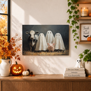 Ghost Farm Animals Print Rustic Halloween Wall Art Cow Pig Country Decor Poster - Format: Unframed Paper Poster