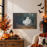 Ghost Swing Painting Halloween Wall Art Cute Ghost Print Spooky Fall Decor Artwork - Format: Unframed Paper Poster