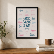 Gild Leaf Trendy Bible Verse Wall Art Christian Affirmation Print For College Girl Pink Scripture Decor Navy Blue Preppy Print Dorm Decor Digital, Housewarming Present Ideas, 8x12 UNFFRAMED - Format: Black Framed Poster