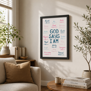 Gild Leaf Trendy Bible Verse Wall Art Christian Affirmation Print For College Girl Pink Scripture Decor Navy Blue Preppy Print Dorm Decor Digital, Housewarming Present Ideas, 8x12 UNFFRAMED - Format: Black Framed Poster