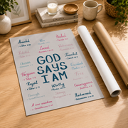 Gild Leaf Trendy Bible Verse Wall Art Christian Affirmation Print For College Girl Pink Scripture Decor Navy Blue Preppy Print Dorm Decor Digital, Housewarming Present Ideas, 8x12 UNFFRAMED - Format: Rolled Canvas