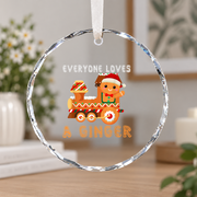 Gingerbread Train Holiday Baby Keepsake Ceramic Ornament - Material: Circle Glass Ornament