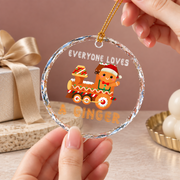Gingerbread Train Holiday Baby Keepsake Ceramic Ornament - Material: Circle Glass Ornament