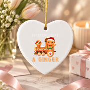 Gingerbread Train Holiday Baby Keepsake Ceramic Ornament - Material: Heart Ceramic Ornament