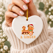 Gingerbread Train Holiday Baby Keepsake Ceramic Ornament - Material: Heart Ceramic Ornament