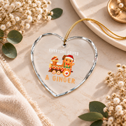 Gingerbread Train Holiday Baby Keepsake Ceramic Ornament - Material: Heart Glass Ornament