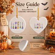 Girl Power Witch Halloween Ornament with Spooky Style Ceramic Ornament - Material: Heart Ceramic Ornament