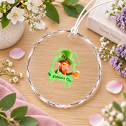 Gnome Beer St Patrick's Day Gift Glass Ornament - Material: Circle Glass Ornament