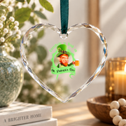 Gnome Beer St Patrick's Day Gift Glass Ornament - Material: Heart Glass Ornament