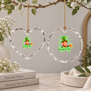 Gnome Beer St Patrick's Day Gift Glass Ornament - Material: Heart Glass Ornament