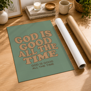 God Is Good All The Time Christian Wall Art, Retro Scripture Poster - Format: Rolled Canvas
