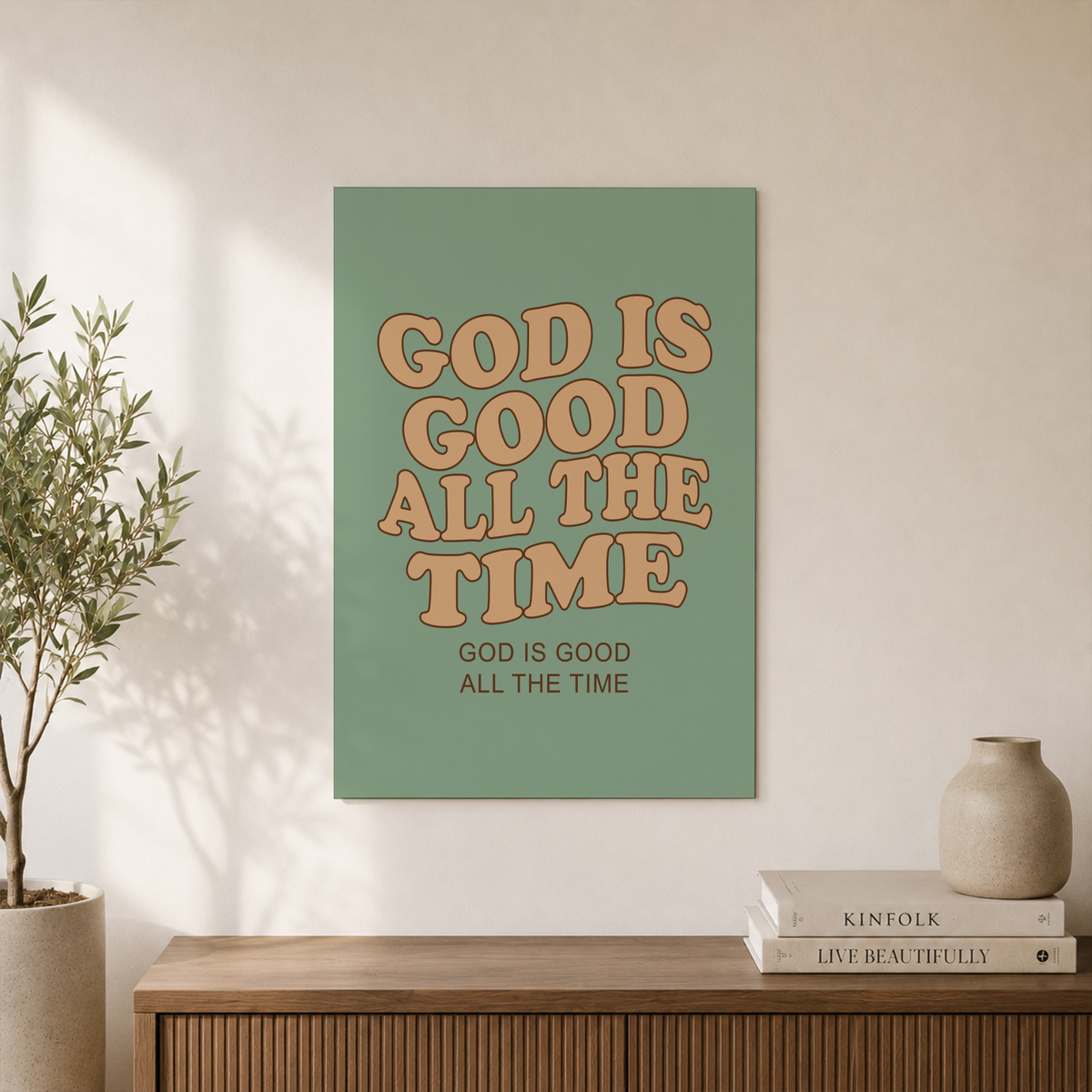 God Is Good All The Time Christian Wall Art, Retro Scripture Poster - Format: Unframed Paper Poster