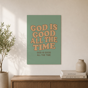 God Is Good All The Time Christian Wall Art, Retro Scripture Poster - Format: Unframed Paper Poster