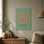 God Is Good All The Time Christian Wall Art, Retro Scripture Poster - Format: Unframed Paper Poster