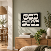 God Is Good Christian Wall Art, Western Black and White Scripture Poster - Format: Black Framed Poster