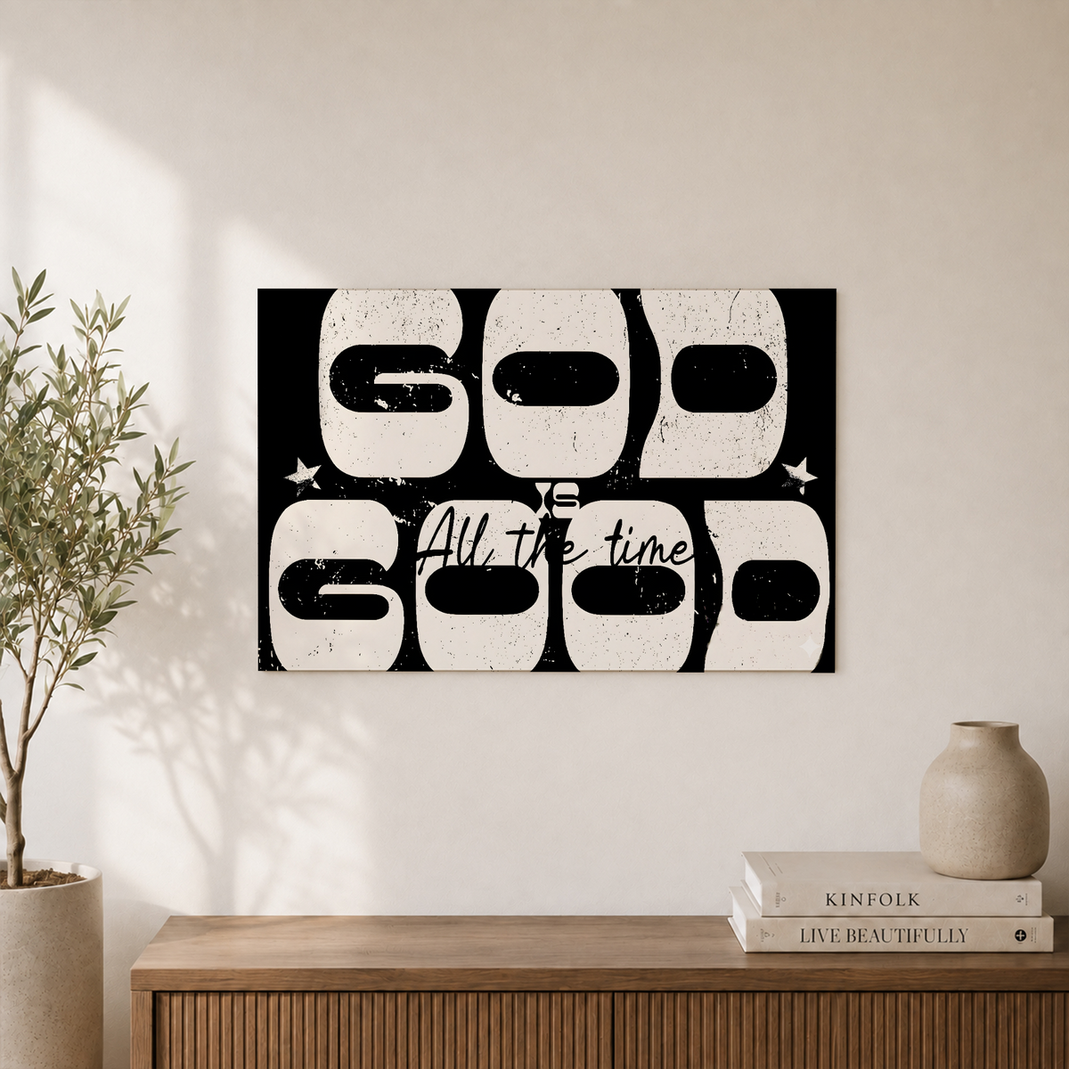 God Is Good Christian Wall Art, Western Black and White Scripture Poster - Format: Unframed Paper Poster