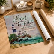 God Is Light Christian Wall Art, 1 John Scripture Typography Poster - Format: Rolled Canvas