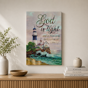 God Is Light Christian Wall Art, 1 John Scripture Typography Poster - Format: Stretched Canvas