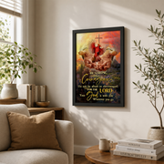 God Is With You Christian Wall Art, Red Cardinal Sunrise Faith Poster - Format: Black Framed Poster