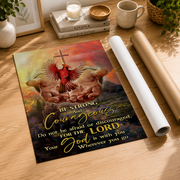 God Is With You Christian Wall Art, Red Cardinal Sunrise Faith Poster - Format: Rolled Canvas
