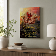 God Is With You Christian Wall Art, Red Cardinal Sunrise Faith Poster - Format: Stretched Canvas
