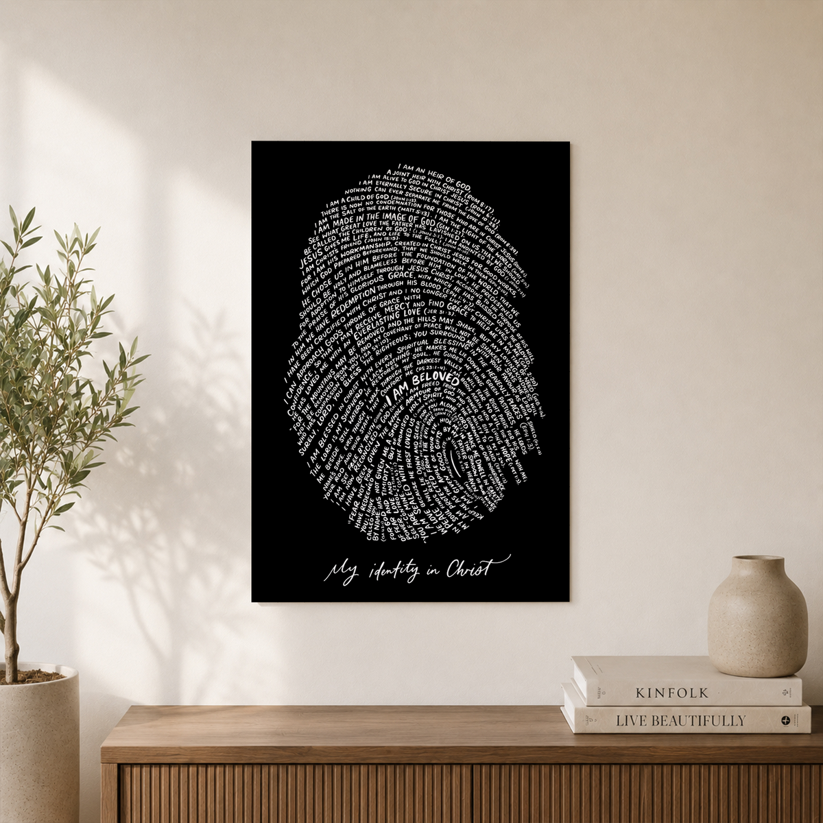 God�S Fingerprint Christian Thumbprint Art � Black Bible Verse Wall Print Poster Wall Art, Modern Wall Decor For Living Room Bedroom, 24x36 UNFRAMED - Format: Unframed Paper Poster