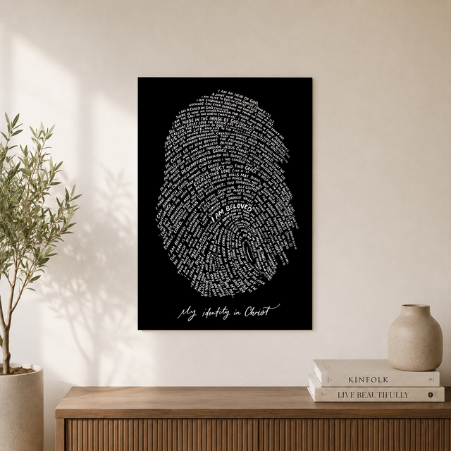 God�S Fingerprint Christian Thumbprint Art � Black Bible Verse Wall Print Poster Wall Art, Modern Wall Decor For Living Room Bedroom, 24x36 UNFRAMED - Format: Unframed Paper Poster